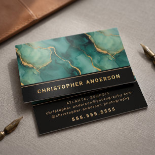 Luxury Emerald Marble Foil Business Cards