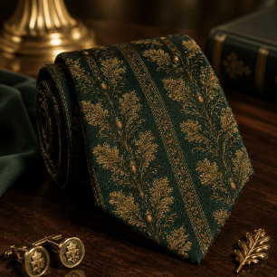 Luxury Emerald Oak Leaf Neck Tie