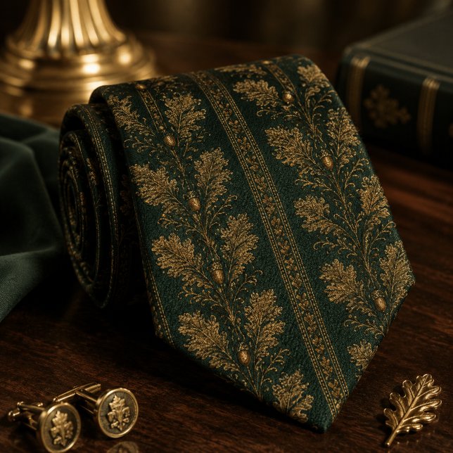 Luxury Emerald Oak Leaf Neck Tie (Creator Uploaded)