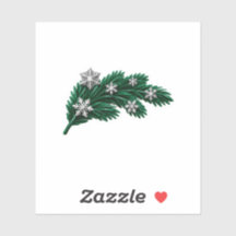 Luxury Emerald Velvet Pine Branch Sticker Silver C
