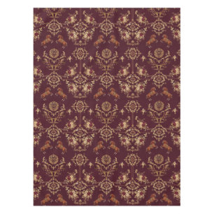 Luxury Equestrian Burgundy and Gold Tablecloth