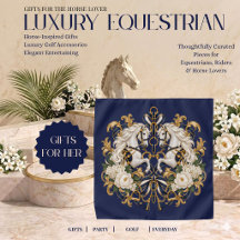 Luxury Equestrian Horse Scarf | Navy Gold & Ivory