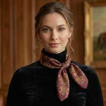 Luxury Equestrian Horse Scarf | Navy Gold & Ivory