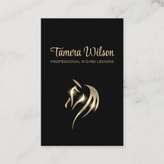 Luxury Equestrian Horse Training Black Business Card