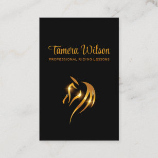 Luxury Equestrian Horse Training Gold Black Business Card