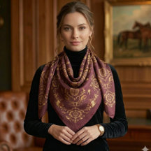 Luxury Equestrian Scarf Burgundy and Gold