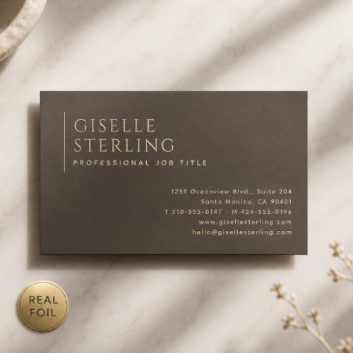Luxury Espresso Brown Gold Foil Business Card