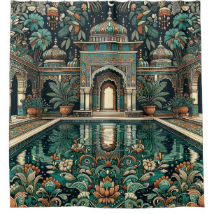"Luxury Estate: Art Deco Indoor Pool" Shower Curtain