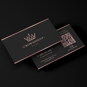 Luxury Esthetician Beautician Crown Rosegold Pink Business Card