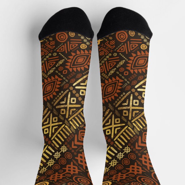 Luxury Ethnic African Pattern- shades of brown Socks (Top)