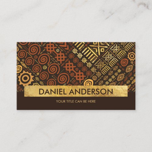 Luxury Ethnic Pattern_ terracotta brown and gold Business Card