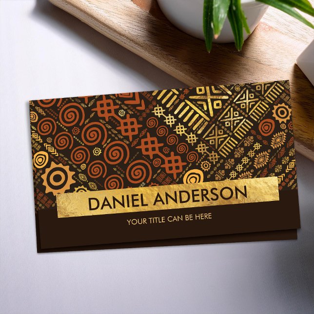 Luxury Ethnic Pattern- terracotta brown and gold Business Card (Creator Uploaded)