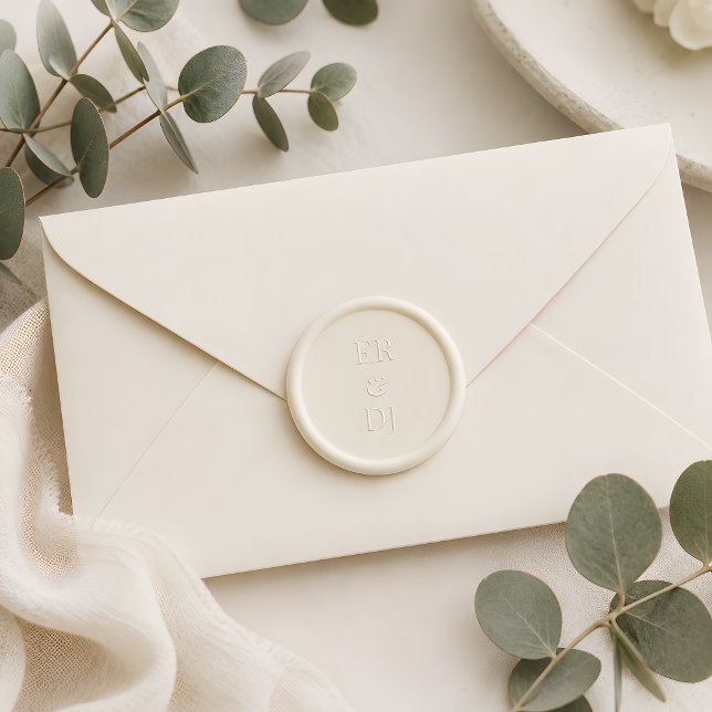 Luxury Eucalyptus Greenery Monogram Wax Seal Sticker (Eucalyptus wedding collection wax seal)