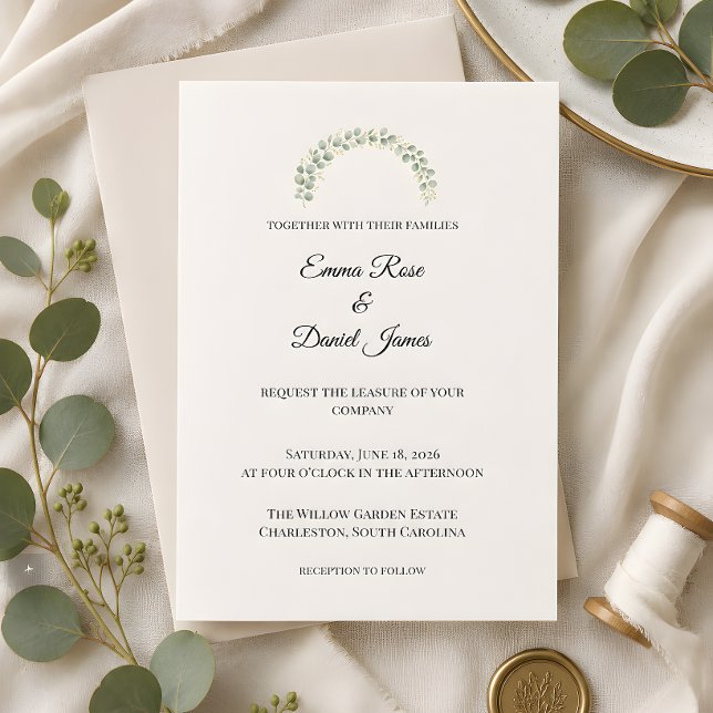 Luxury Eucalyptus Greenery Wedding  Invitation (Eucalyptus wedding themed invitation card)