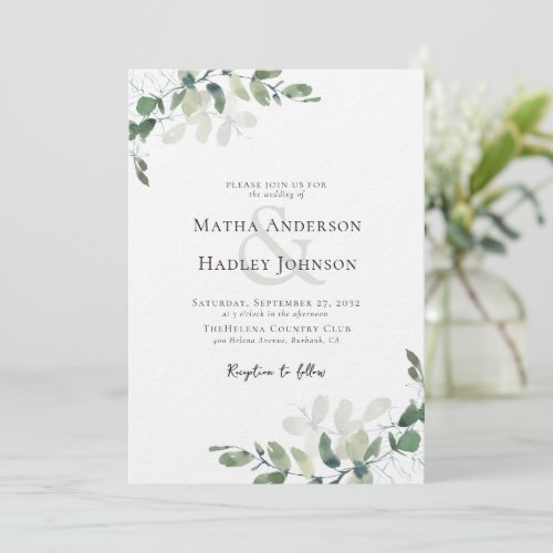 Luxury Eucalyptus Greenery Wedding Invitation