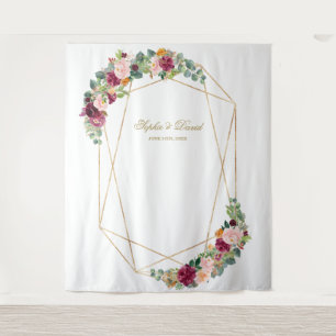 Luxury Eucalyptus Saffron Floral Gold Wedding Prop Tapestry