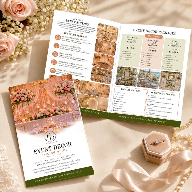 Luxury Event Decor Pricing Guide Bi-Fold Brochure (Creator Uploaded)
