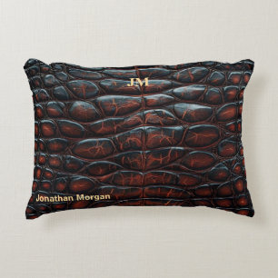 Luxury Executive Monogram Premium Leather Accent Pillow