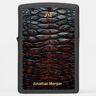 Luxury Executive Monogram Premium Leather Zippo Lighter
