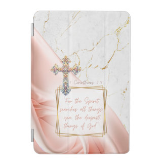 Luxury Faith Rose -Tone Satin Marble Pastel Cross iPad Mini Cover