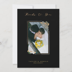 Luxury Fake Golden Branches Fancy Calligraphy Thank You Card