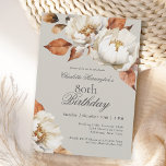 Luxury Fall Floral 80th Birthday Party Invitation<br><div class="desc">A beautifully elegant 80th birthday party invitation for the autumn months, this feminine design features elegant ivory watercolor florals and fall leaves bordering your text. It makes a perfect choice for birthday celebrations in the autumn months. Note: the 80th birthday title can be personalized for any age birthday. Personalize the...</div>