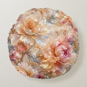 Luxury Fantasy Blooms Round Pillow