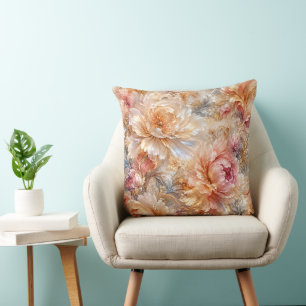 Luxury Fantasy Blooms Throw Pillow
