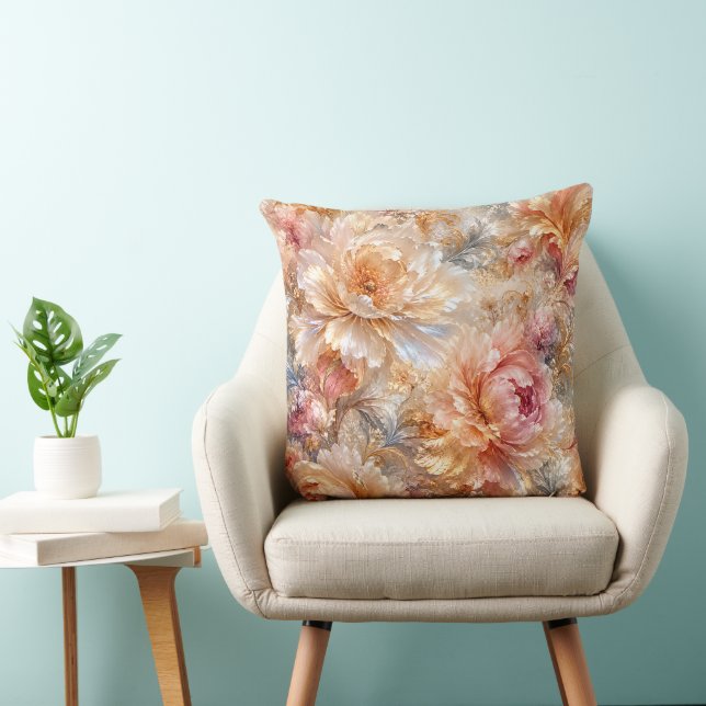 Luxury Fantasy Blooms Throw Pillow (Chair)