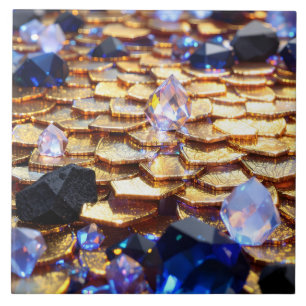 Luxury Fantasy Gemstone Abstract  Ceramic Tile
