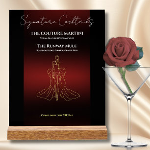 Luxury Fashion Gala Bar Menu Cocktail Sign