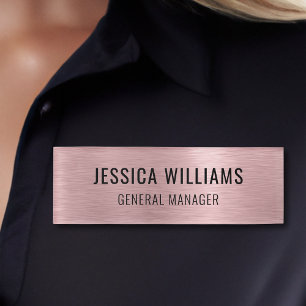 Luxury Faux Brushed Blush Pink Professional Modern Name Tag