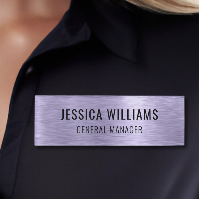 Luxury Faux Brushed Lavender Professional Modern Name Tag (Creator Uploaded)