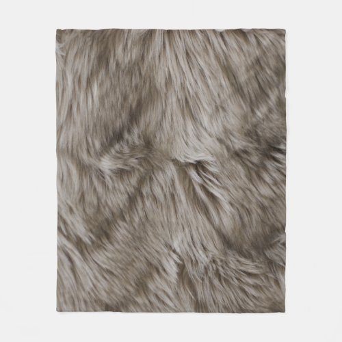 Luxury Faux Fur Print Beige Tan  Mink Animal Hair  Fleece Blanket