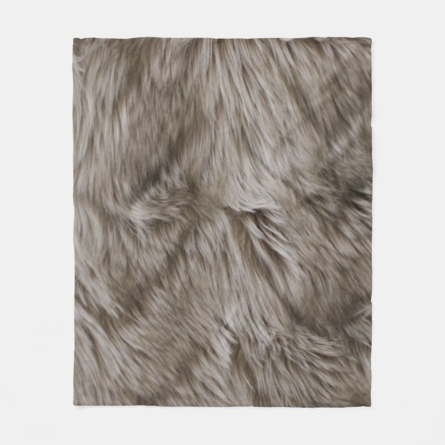 Luxury Faux Fur Print Beige Tan  Mink Animal Hair  Fleece Blanket (Front)