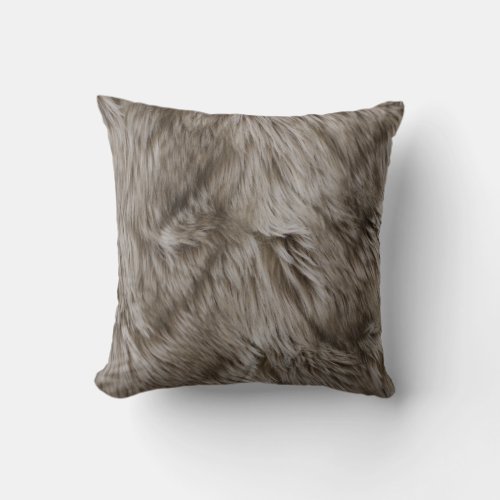 Luxury Faux Fur Print Beige Tan  Mink Animal Hair  Throw Pillow