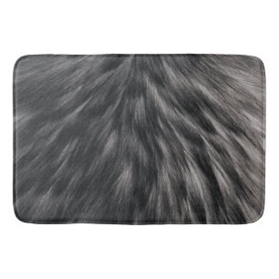 Luxury Faux Fur Print Black Gray Mink Animal Hair Bath Mat