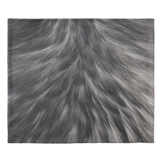 Luxury Faux Fur Print Black Gray Mink Animal Hair Duvet Cover (Front)