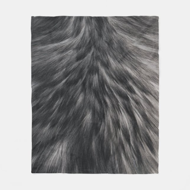 Luxury Faux Fur Print Black Gray Mink Animal Hair  Fleece Blanket (Front)