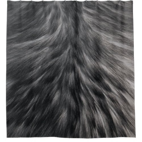 Luxury Faux Fur Print Black Gray Mink Animal Hair  Shower Curtain