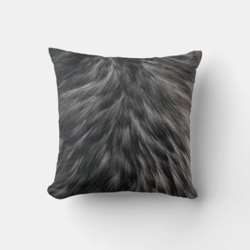 Luxury Faux Fur Print Black Gray Mink Animal Hair  Throw Pillow