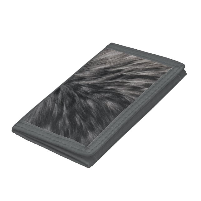 Luxury Faux Fur Print Black Gray Mink Animal Hair  Trifold Wallet (Bottom)