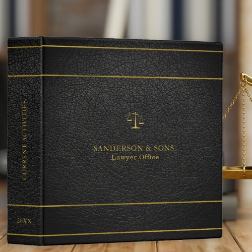 Luxury faux gold and black leather lawyer 3 ring binder