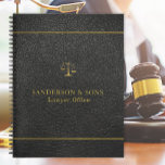Luxury Faux Gold And Black Leather Lawyer Office Notebook at Zazzle