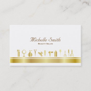 Luxury Faux Gold Cosmetics Beauty Salon Business Card by BlackEyesDrawing at Zazzle