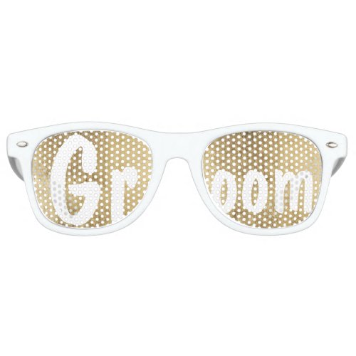 Luxury faux gold leaf wedding Groom Retro Sunglasses