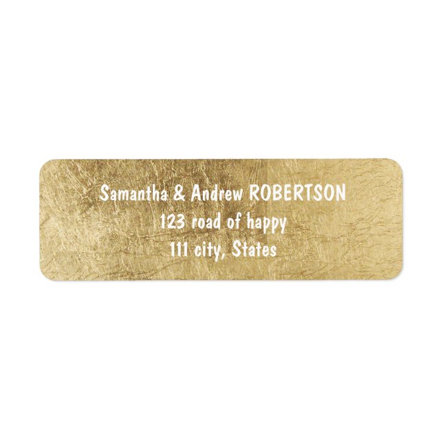 Luxury faux gold leaf wedding label (Front)