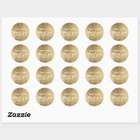 Greenery gold wedding thank you classic round sticker, Zazzle