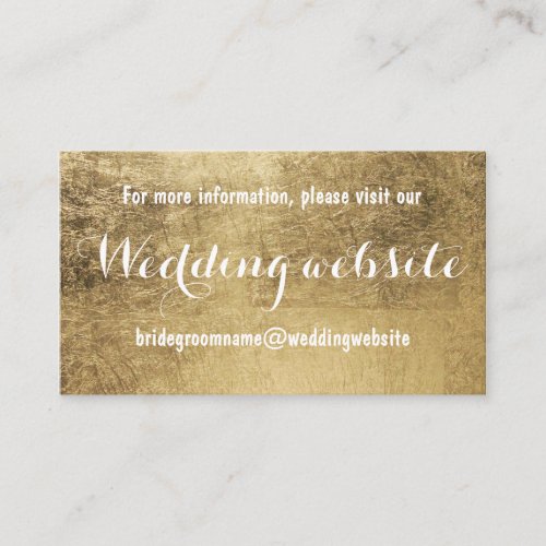 Luxury faux gold leaf wedding website enclosure card