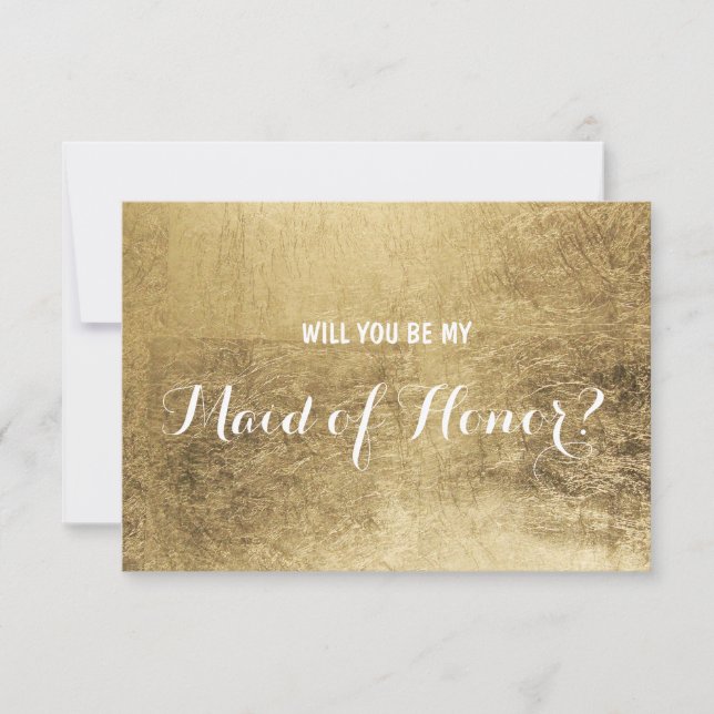 Luxury faux gold leaf Will you be my maid of honor Invitation (Front)